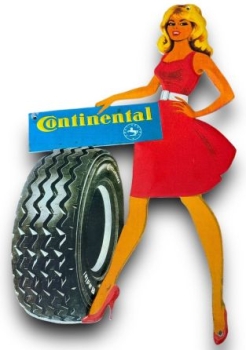 Continental Reifen Werbe-Blechschild Brigitte Bardot 1960 (7533)